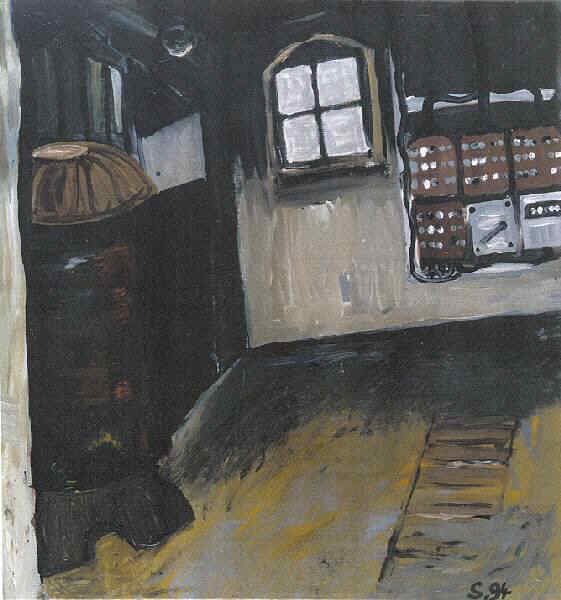 Verlassene Werkstatt, 1994, Disp./Leinwand, 150x150cm