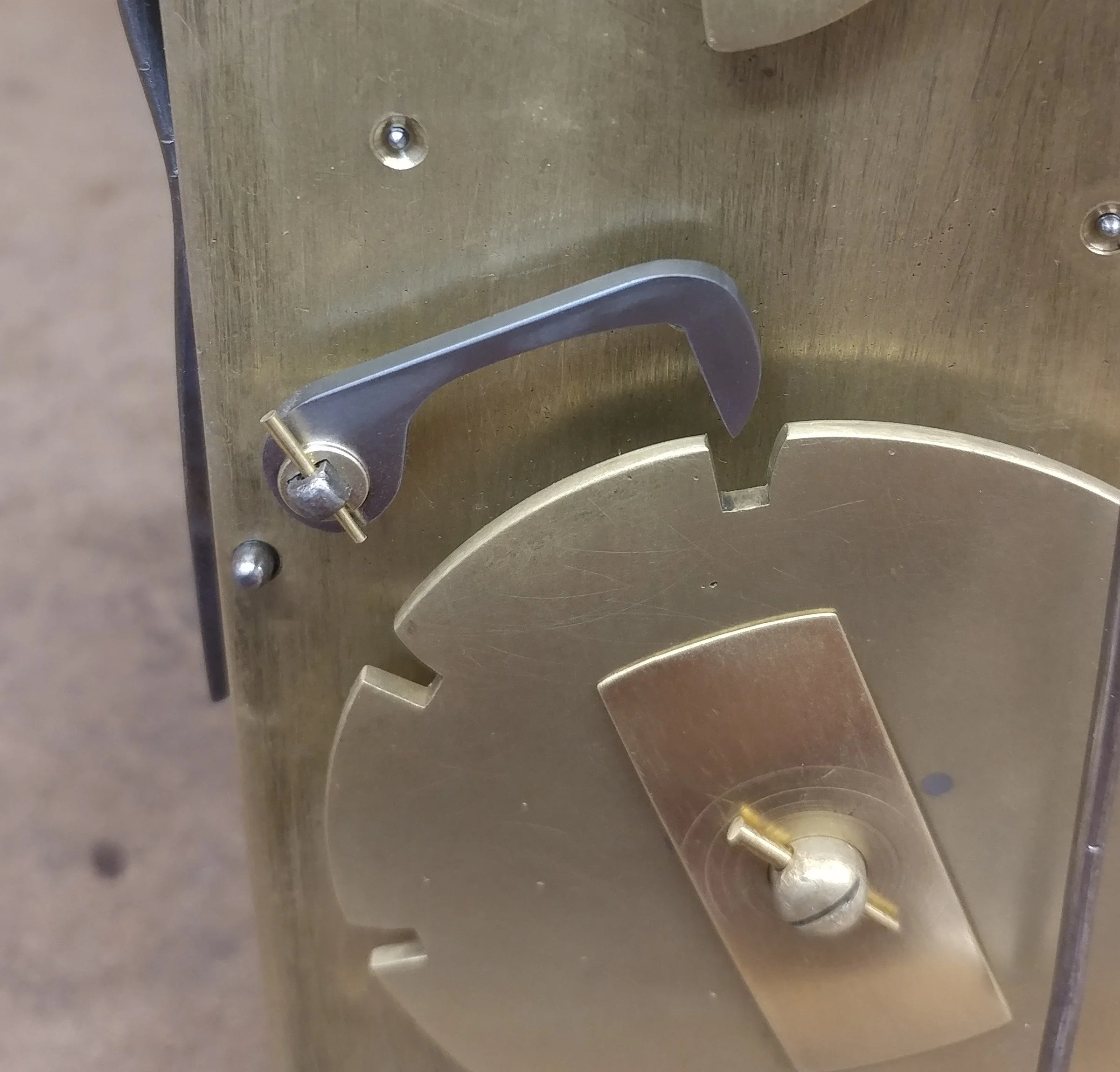 J Collet mounted and adjusted Functional lever on clock.jpg