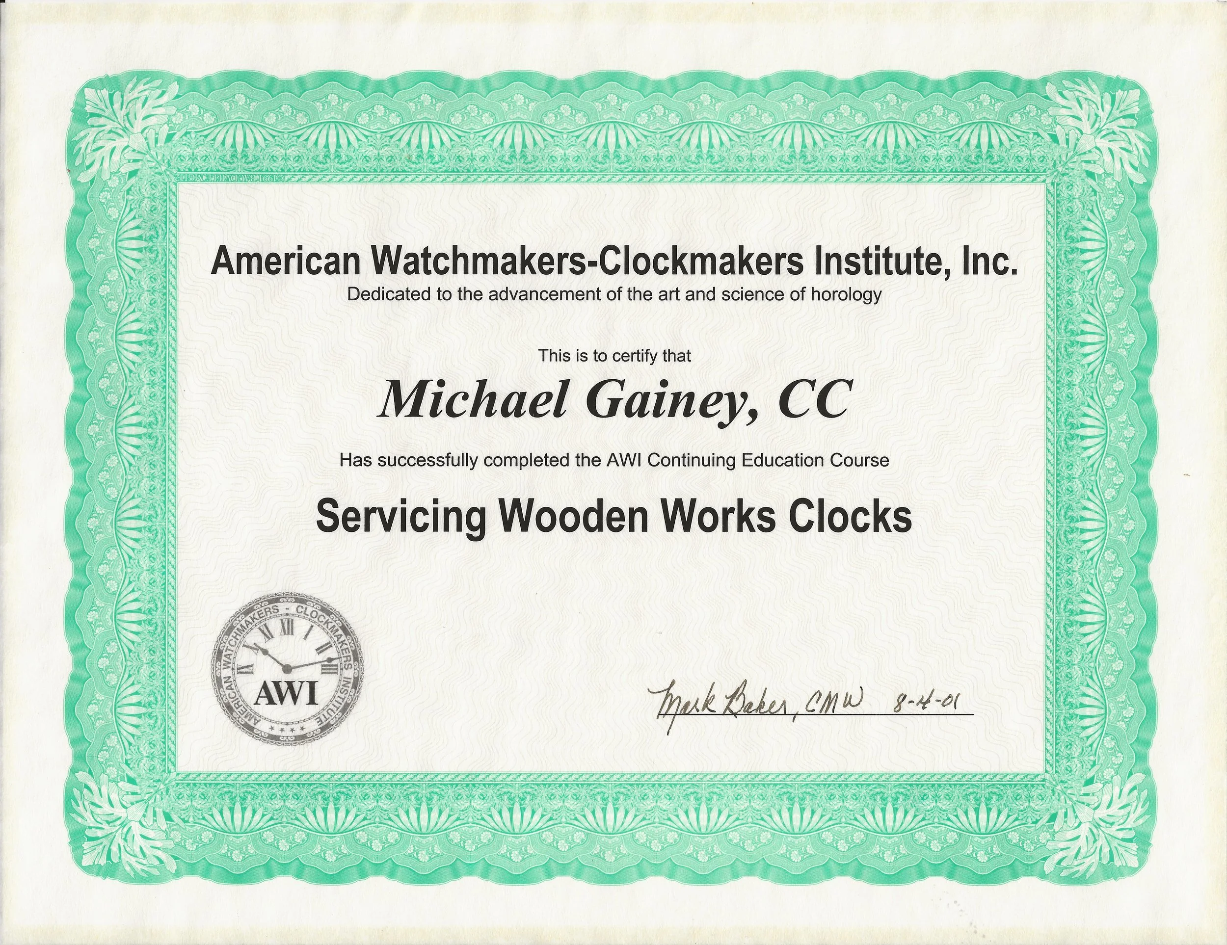 Howard Miller Clock Repair by Master Clock Repair of Columbus, Ohio