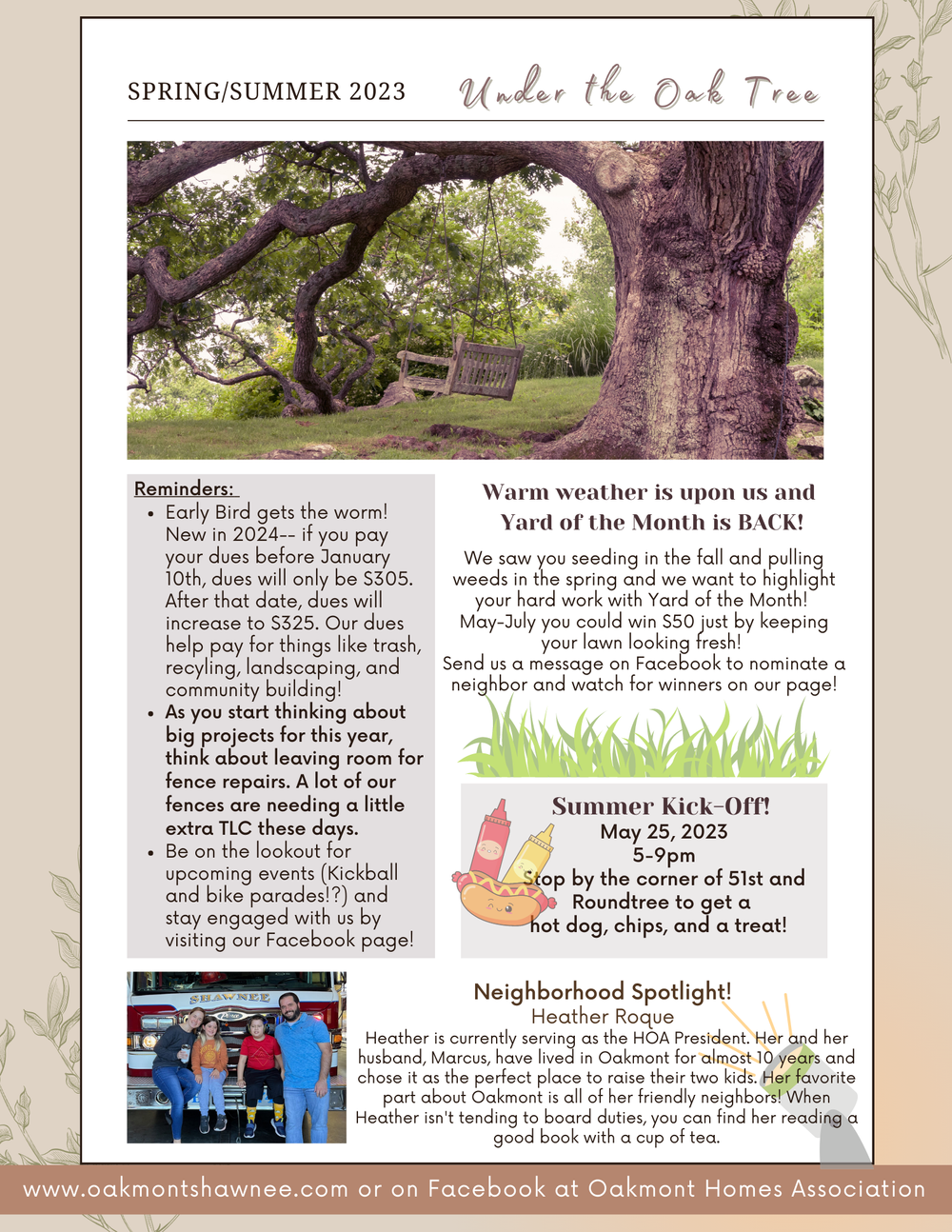 Quarterly Newsletter — Oakmont Homes Association