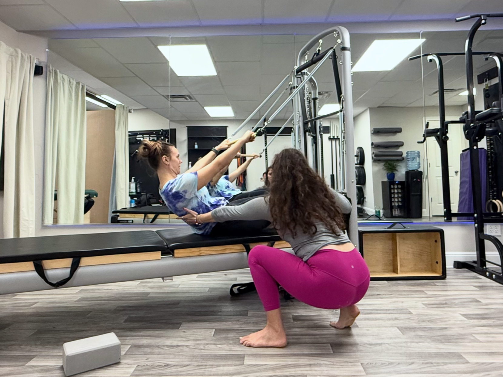 Private in-studio Pilates and mobility session with hands-on coaching and personalized movement guidance.
