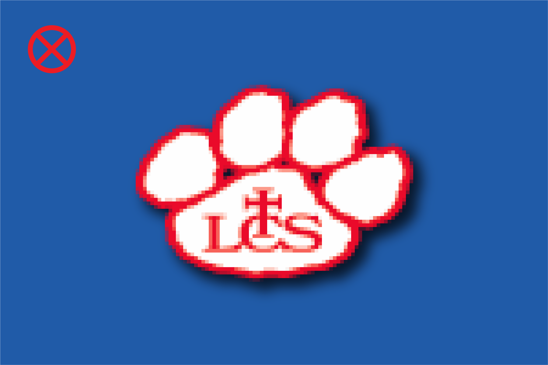 Pixelated logo with a blue background, a paw print with five white toes outlined in red, and red text spelling "Lts" below the toes.