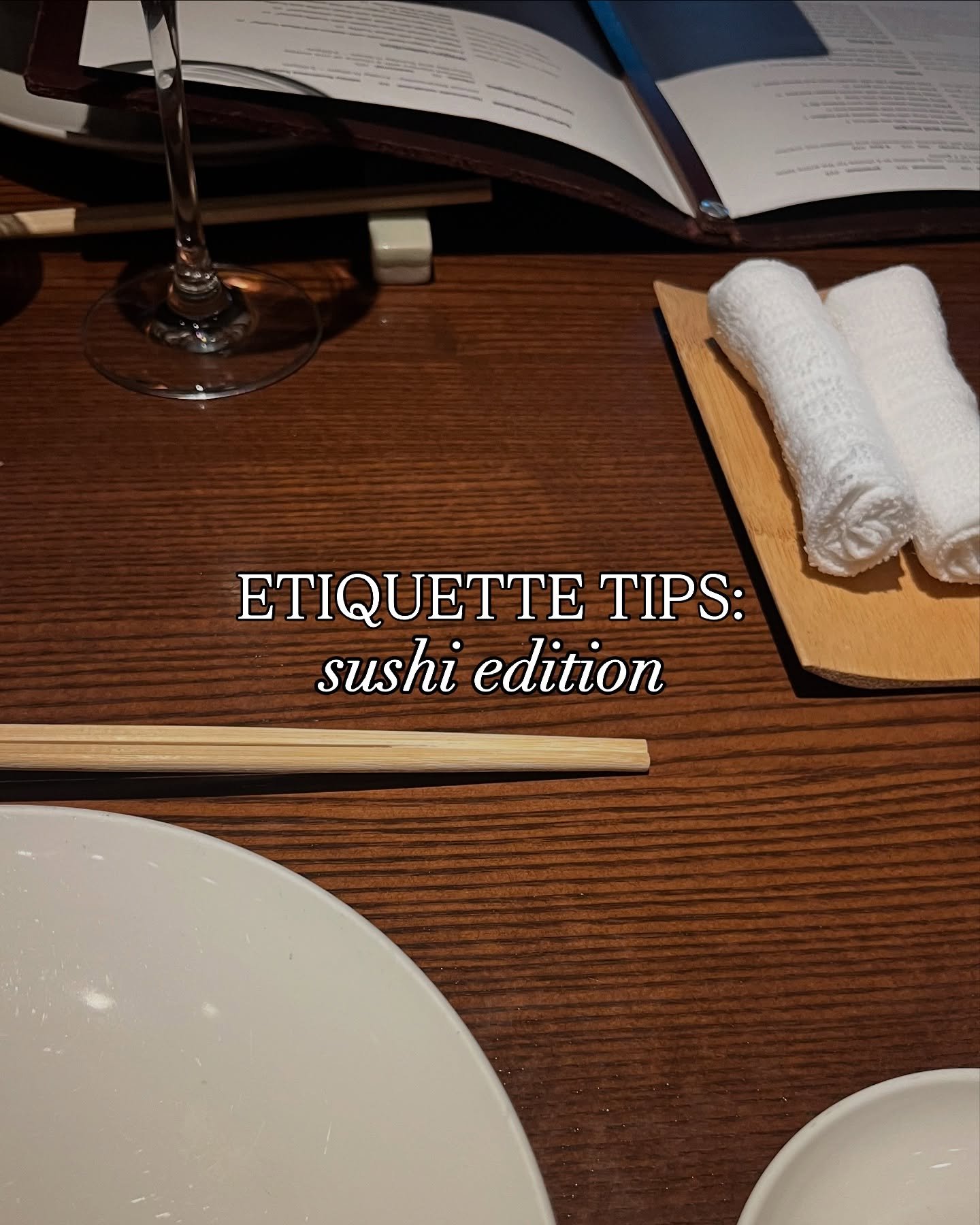 Ever wondered what to do with that tiny sushi napkin? It&rsquo;s actually a refresher towel&mdash;use it to discreetly clean your hands before dining, then fold it neatly and set it aside. 🧼 

Here are 3 top etiquette tips when eating sushi: 🍱 🍣 
