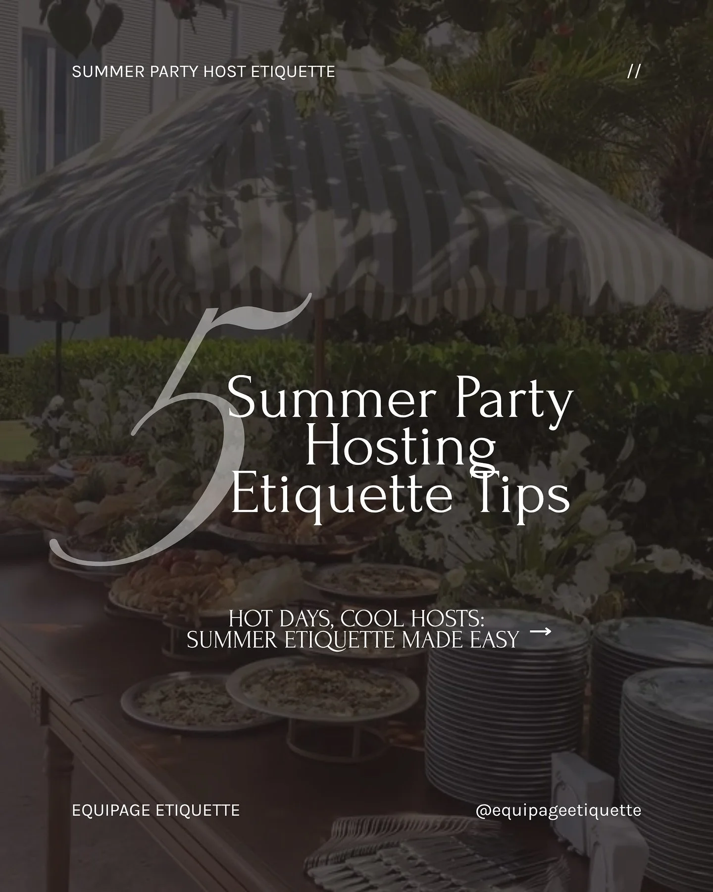 Hosting season is in full swing! 🍽️🍋🦪🥂 

Whether it&rsquo;s a backyard BBQ, rooftop gathering, or casual dinner with friends, good manners always make a lasting impression. Here are 5 summer hosting etiquette tips to help you welcome guests with 