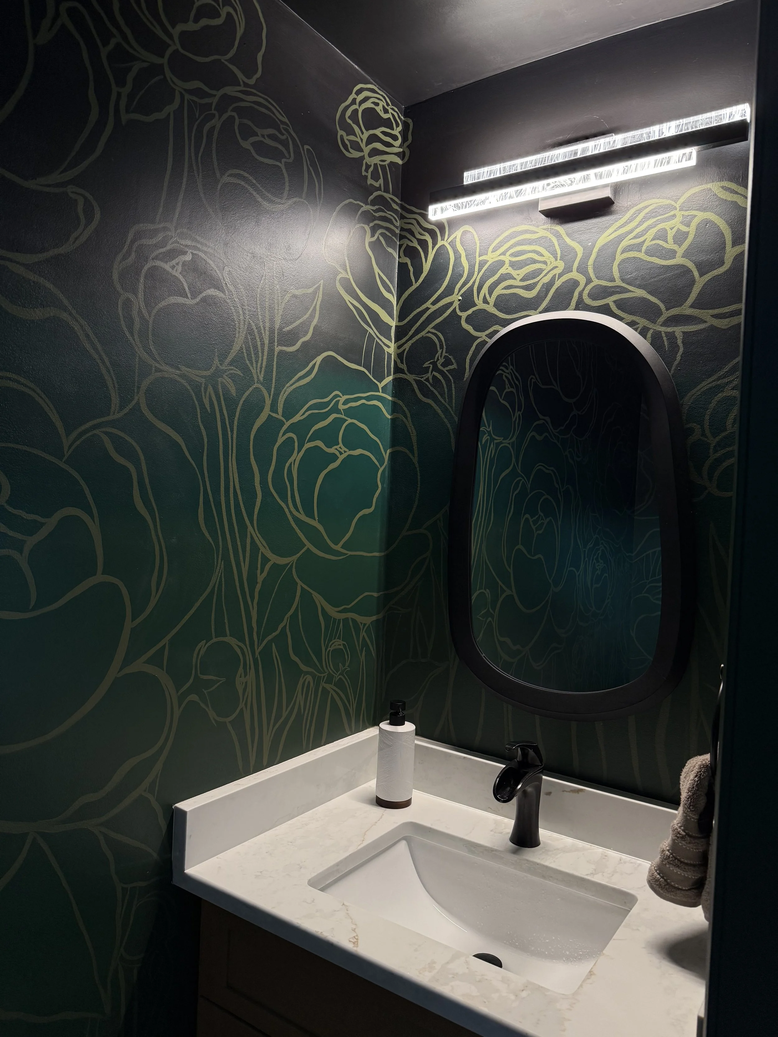 Peony Flower Powder Room