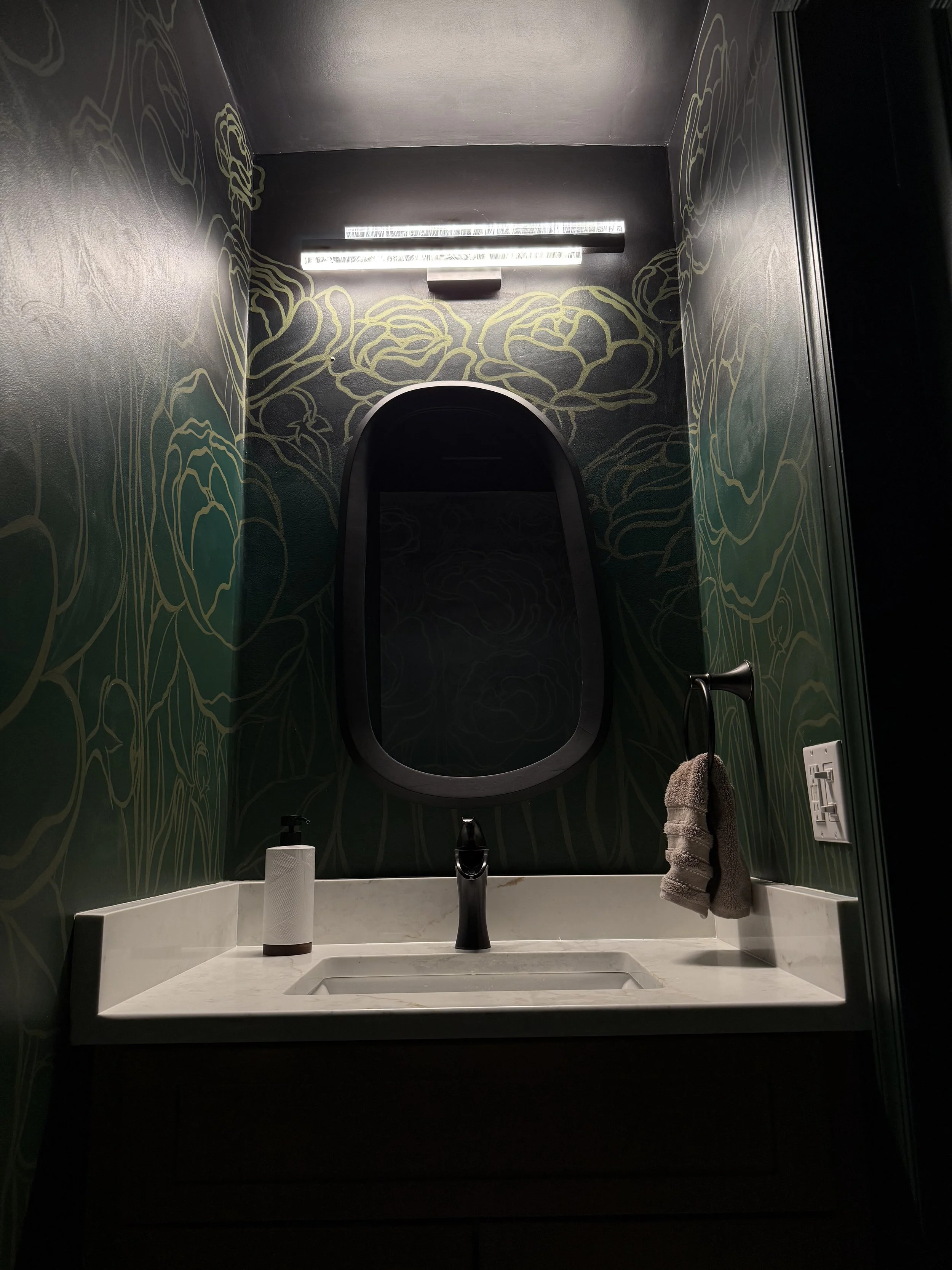 Peony Flower Powder Room