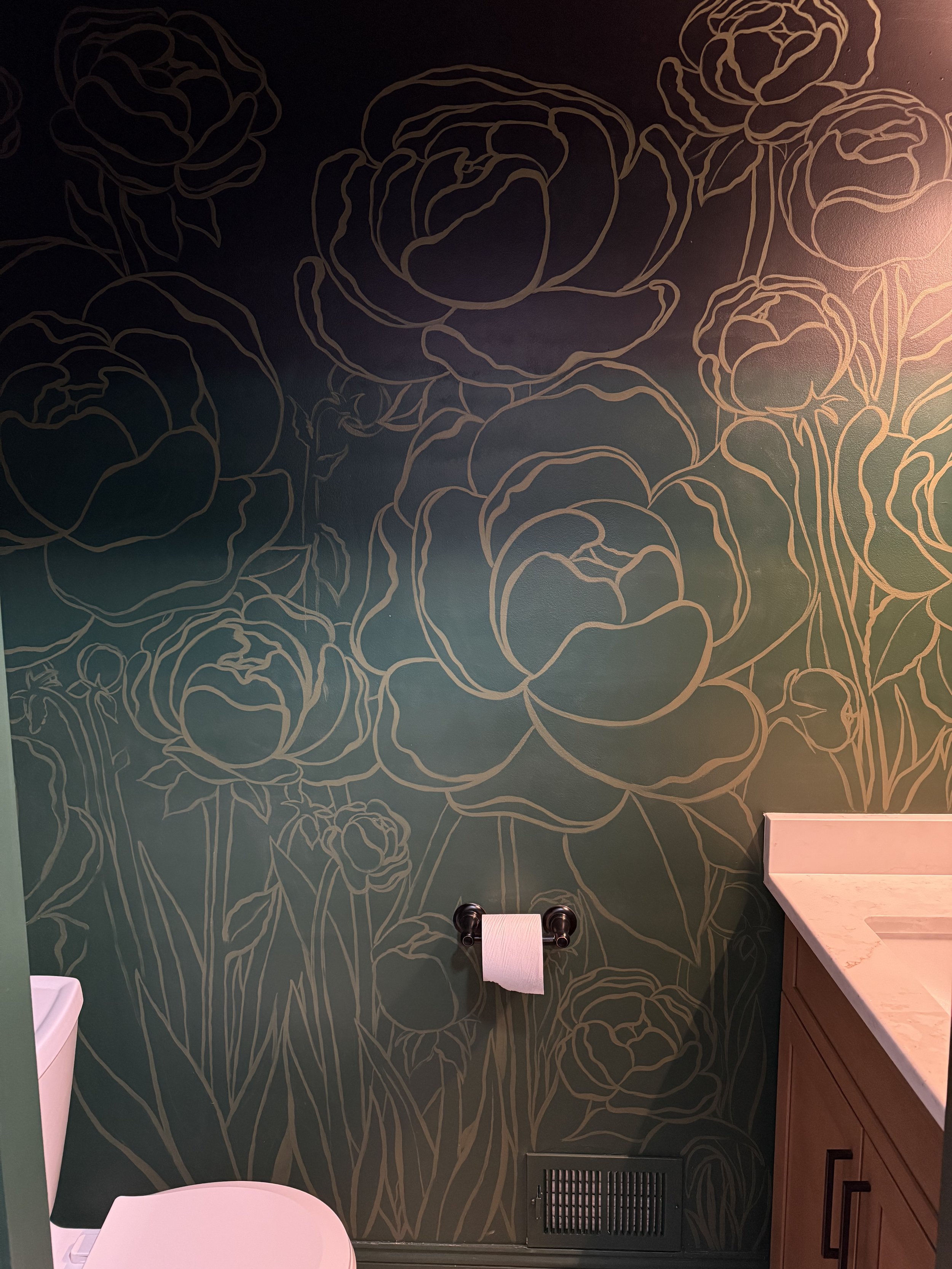 Peony Flower Powder Room