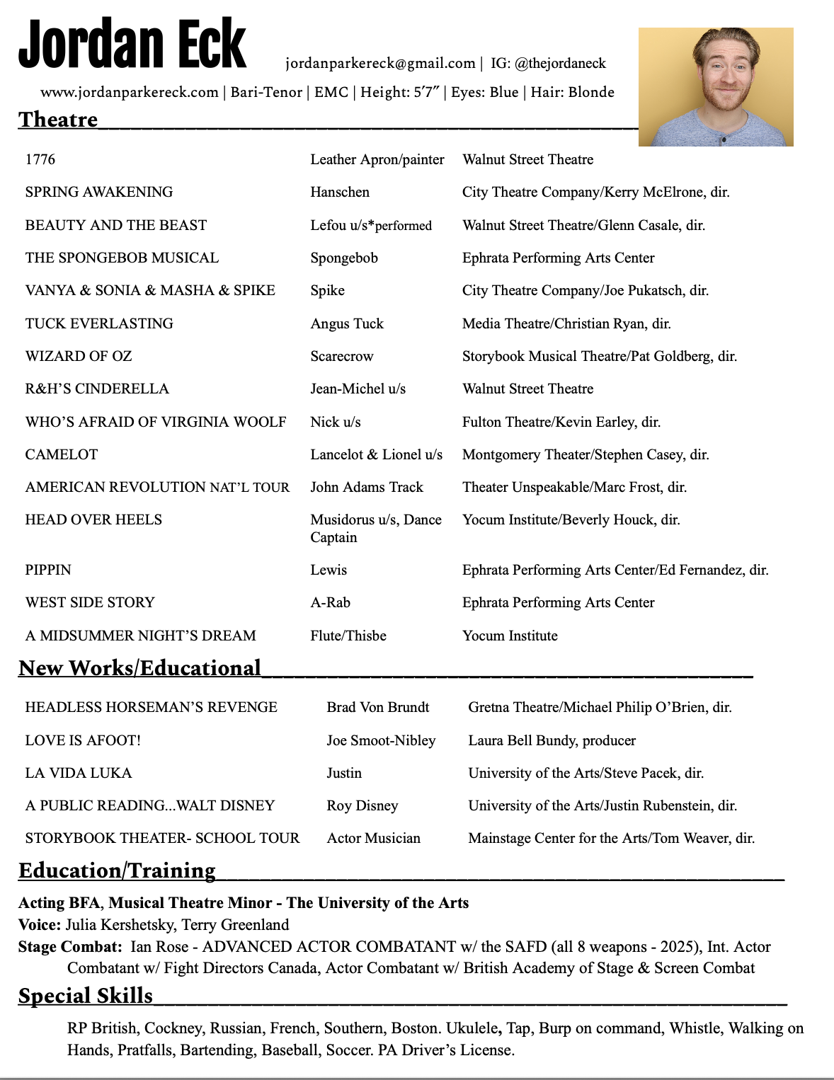Stage Resume