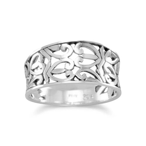 Silver Heart Design Ring