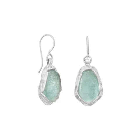 Pear Ancient Roman Glass Drop Earrings