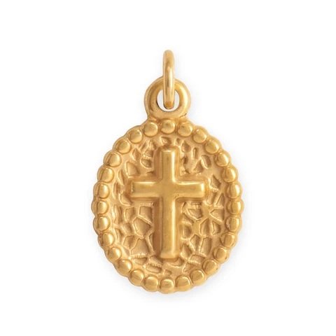 Gold Cross Medallion Charm