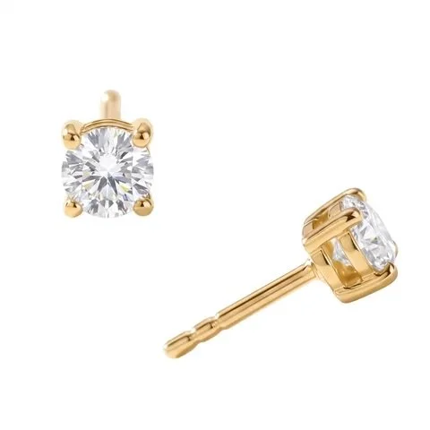 Gold Solitaire Diamond Stud Earrings