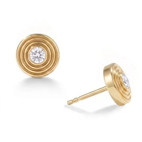 Gold Circle Diamond Earrings