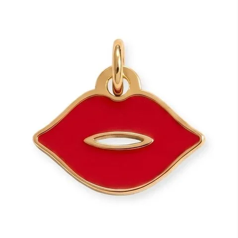Red Lips Gold Charm