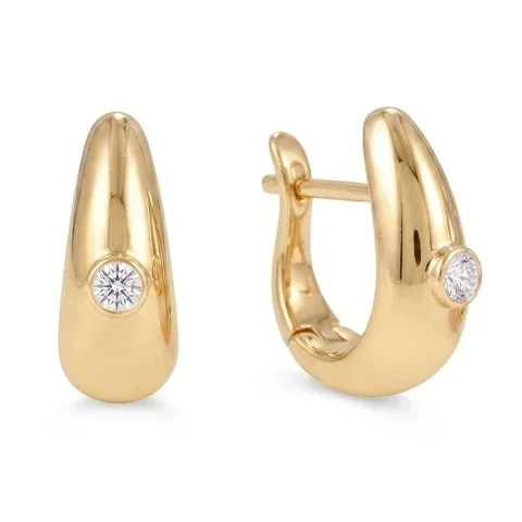 Gold Dome Diamond Hoop Earrings