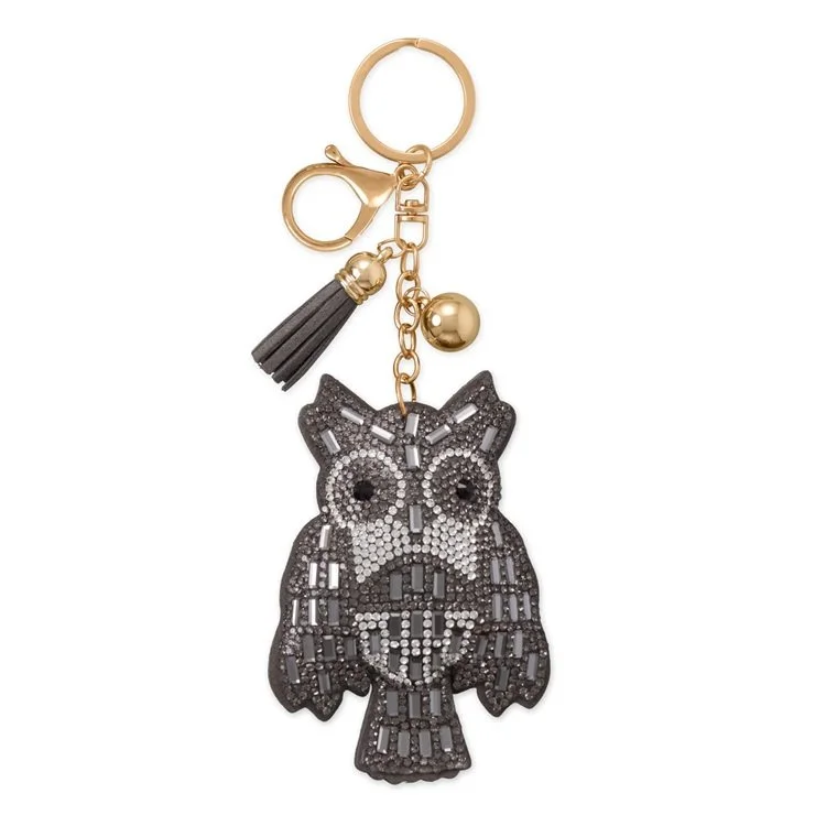 Crystal Grey Owl Bag Charm