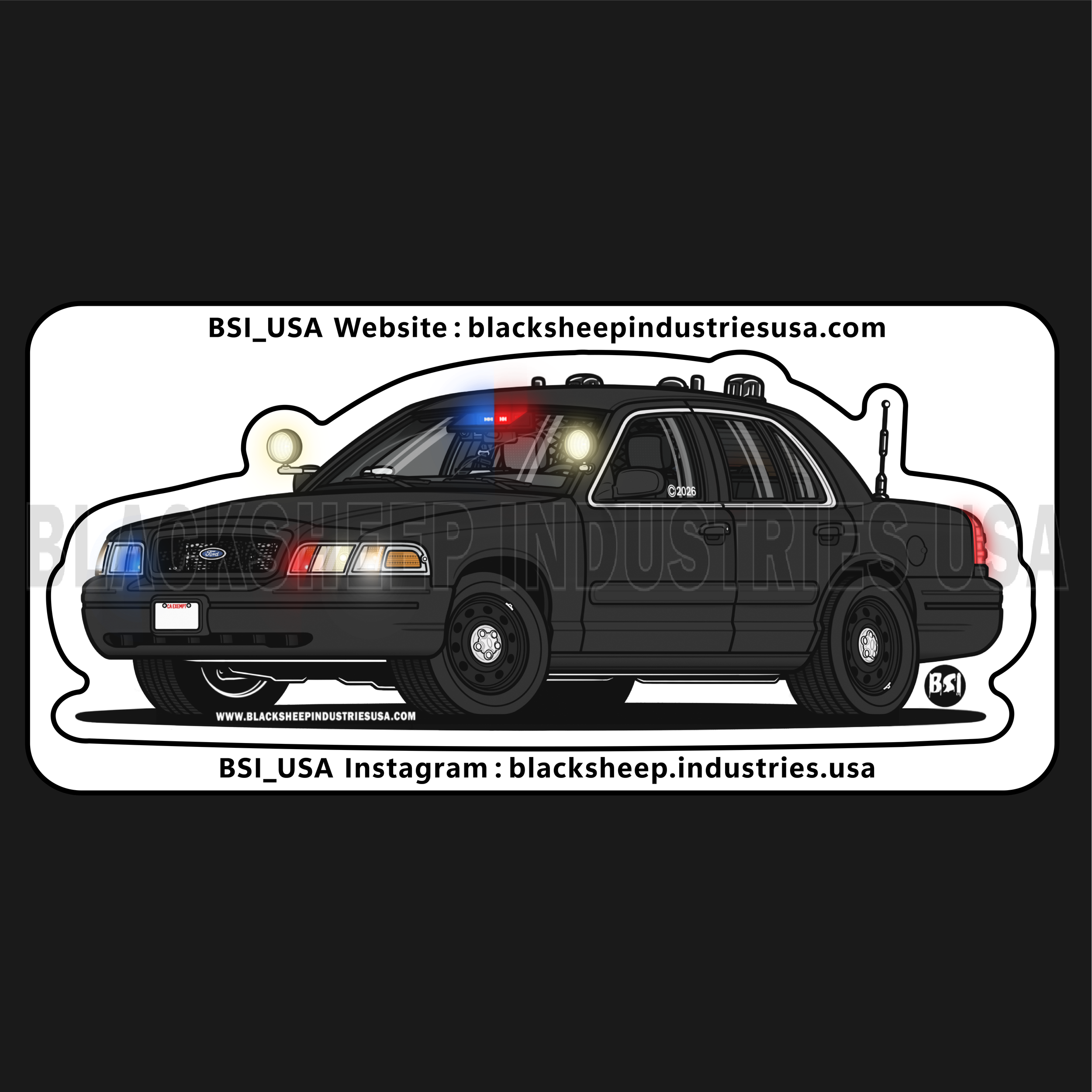 LASD O.S.S 06-11 CVPI Unmarked Slicktop Radiocar Kiss-Cut Sticker ( 3.6 x 1.7 ) #3.png