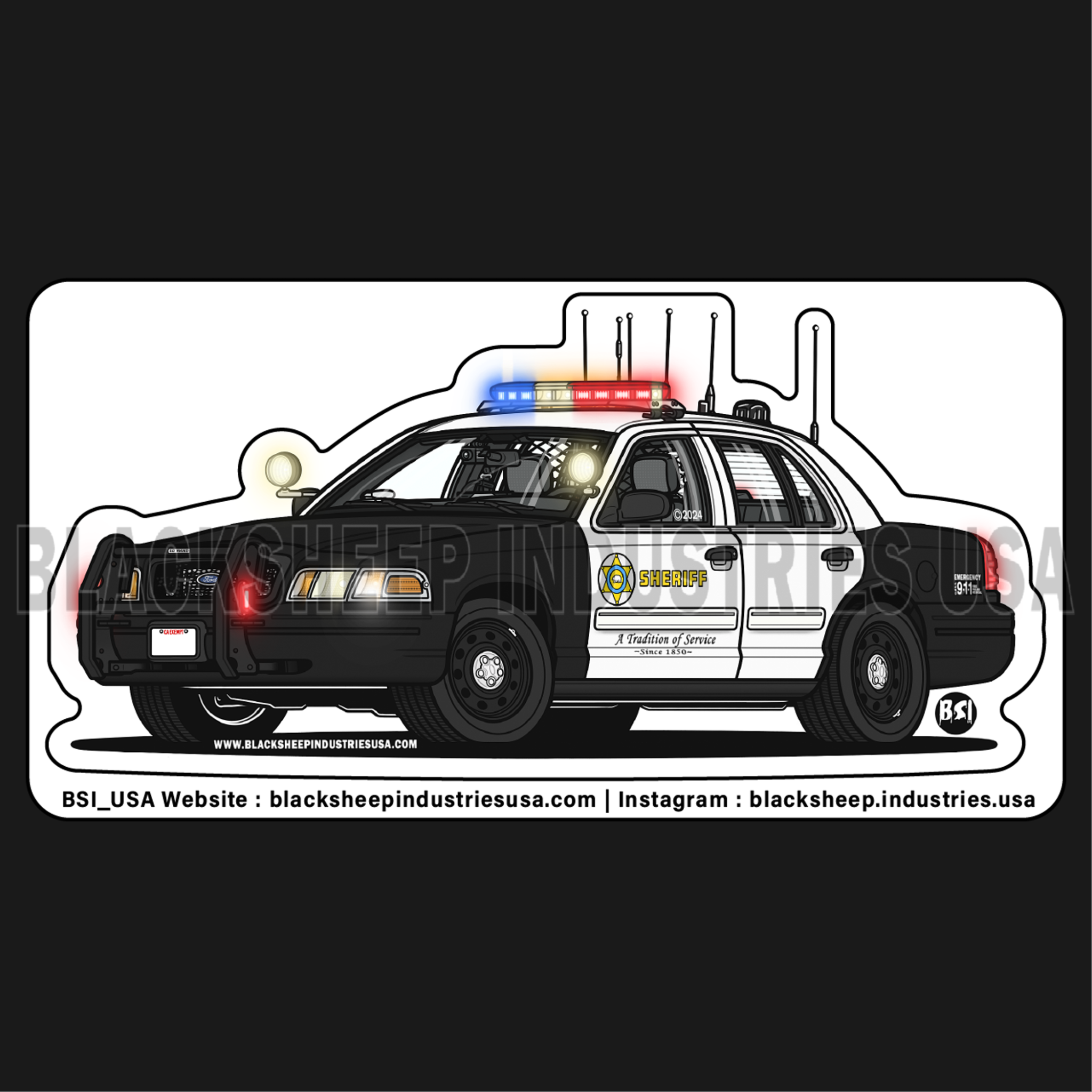 LASD 06 - 11 CVPI Radio-Car Kiss-Cut Sticker #1.png