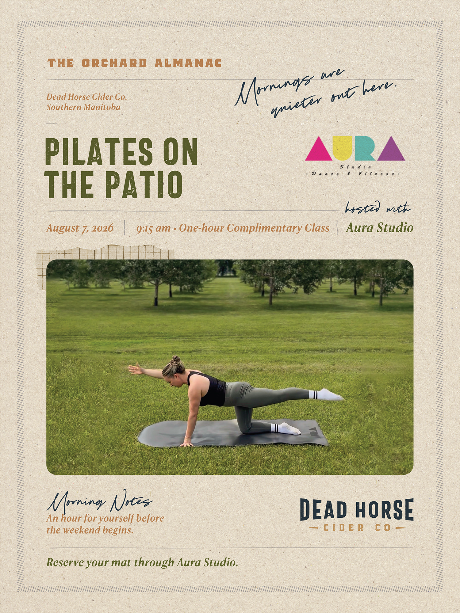 Pilates on the Patio with host Aura Studio