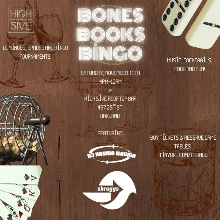 Domino smackdowns, R&amp;B throwbacks, and Bingo bragging rights are back, this time after dark. 👀

Join us next Saturday, November 15 at 4PM PST for Bones, Books &amp; Bingo: R&amp;B Game Night at High 5ive!

Sip, snack, and play your way through t