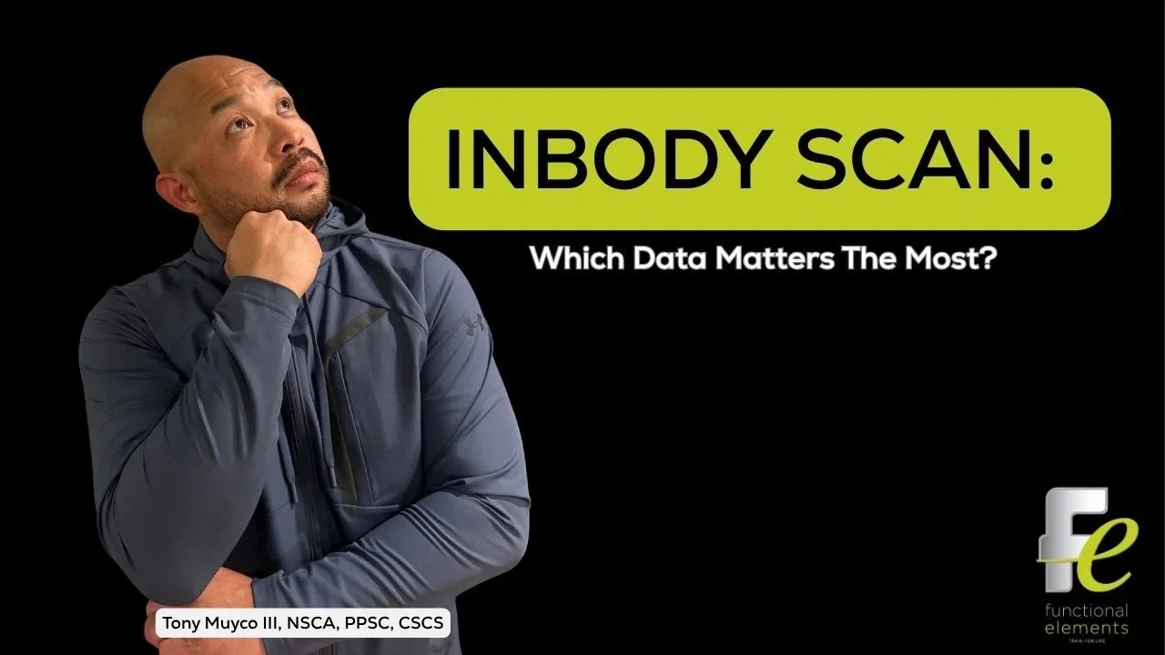 Tony Muyco explaining which InBody scan metrics matter most for body composition, muscle mass, and healthy aging at Functional Elements in Creve Coeur, MO.