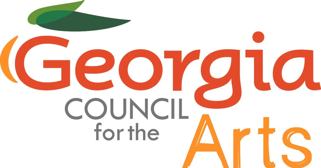 Logo for Georgia Council for the Arts with green leaves and text in orange, gray, and black.