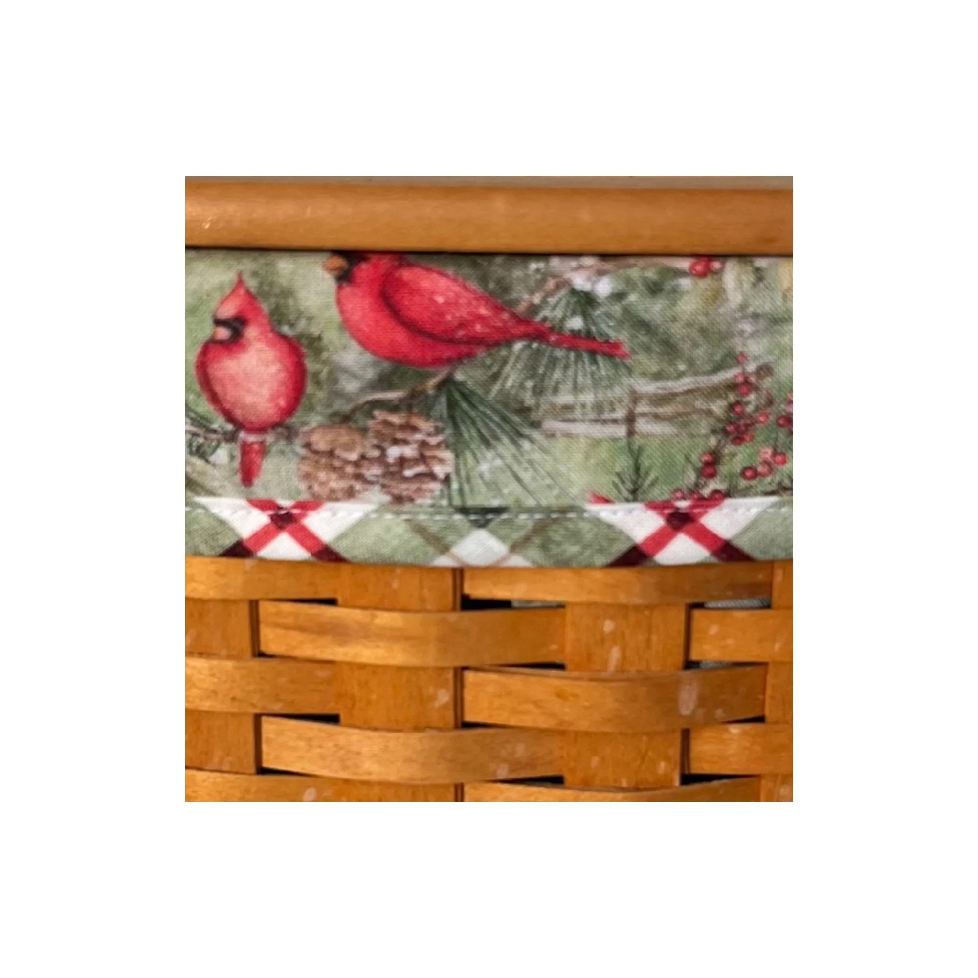 Susan Winget Red Cardinal Fabric Liner for Longaberger Tall Tissue Basket