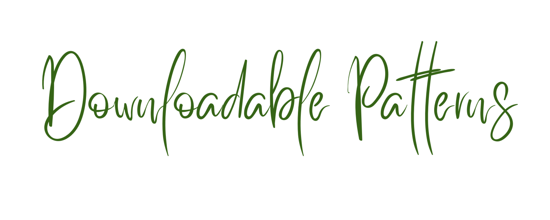 Stylized text reading "Downloadable Patterns" in green cursive font.