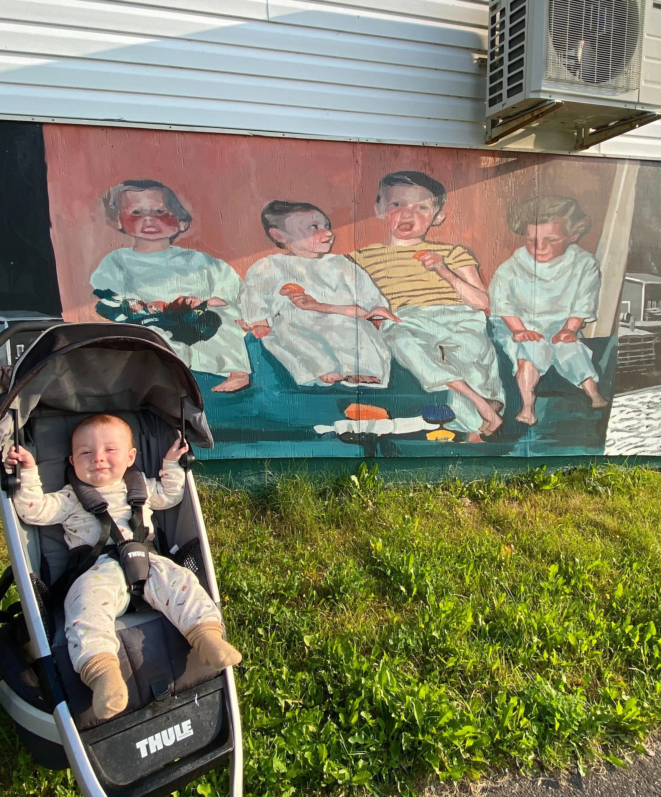 Last week I had the pleasure of bringing my little family to Gaultois, a small town on the south coast accessible only by ferry with no cars, that really imprinted itself on my heart when I painted a mural here last year. I was unknowingly pregnant w