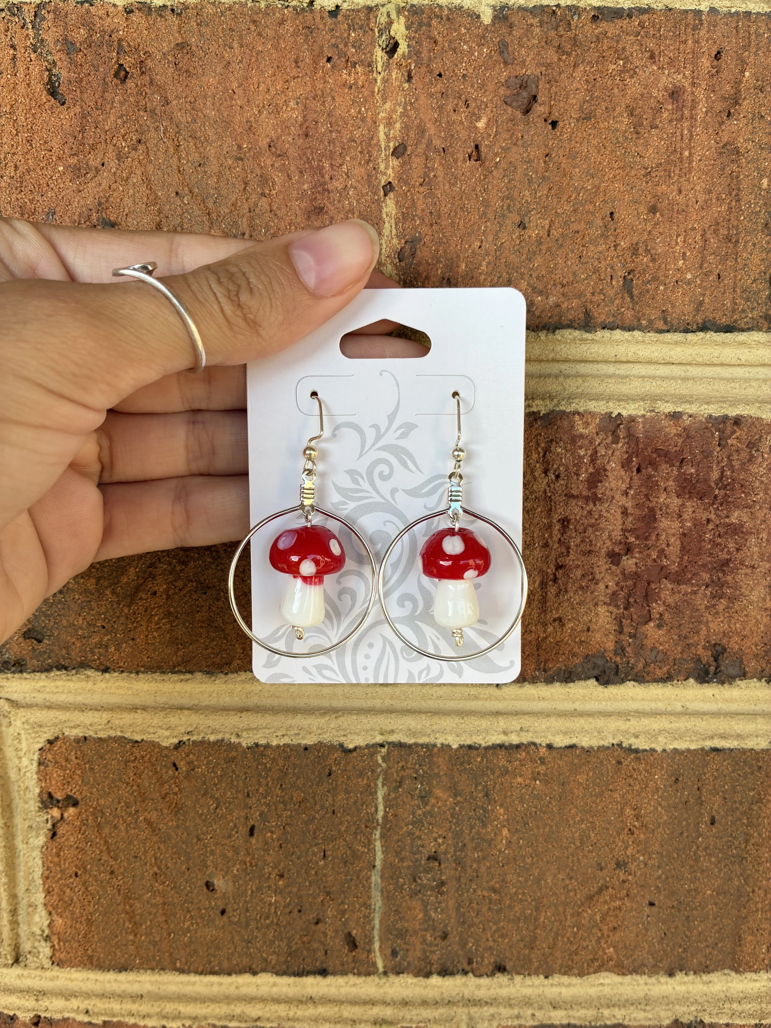 Beaded Earrings_Mushroom Hoop.JPG