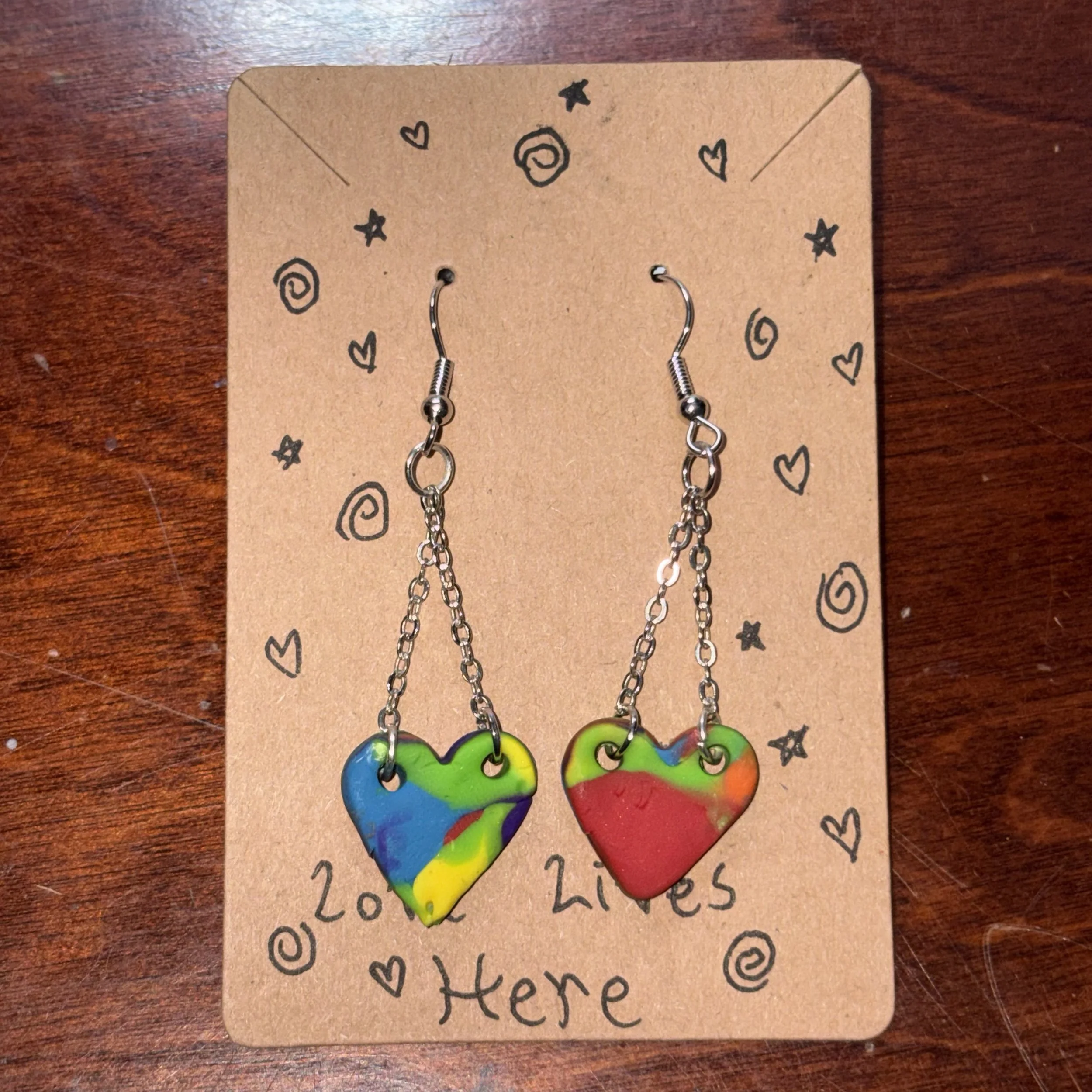 Marbled heart earrings