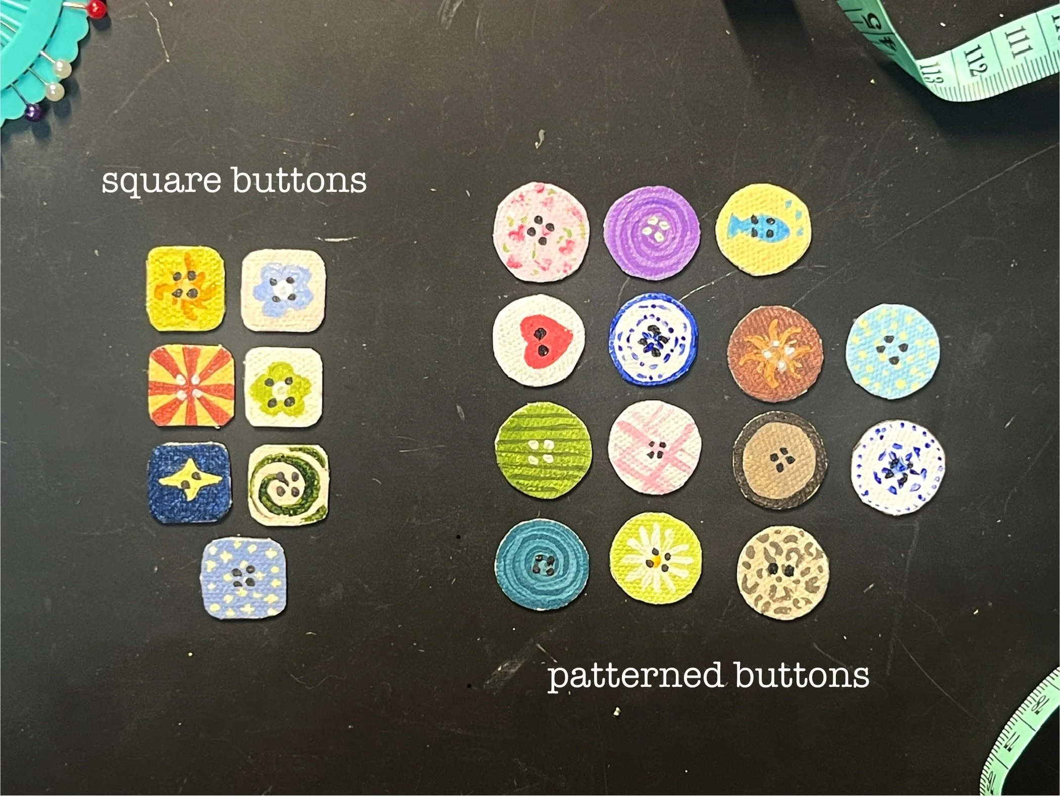 Square + Patterned Button Magnets
