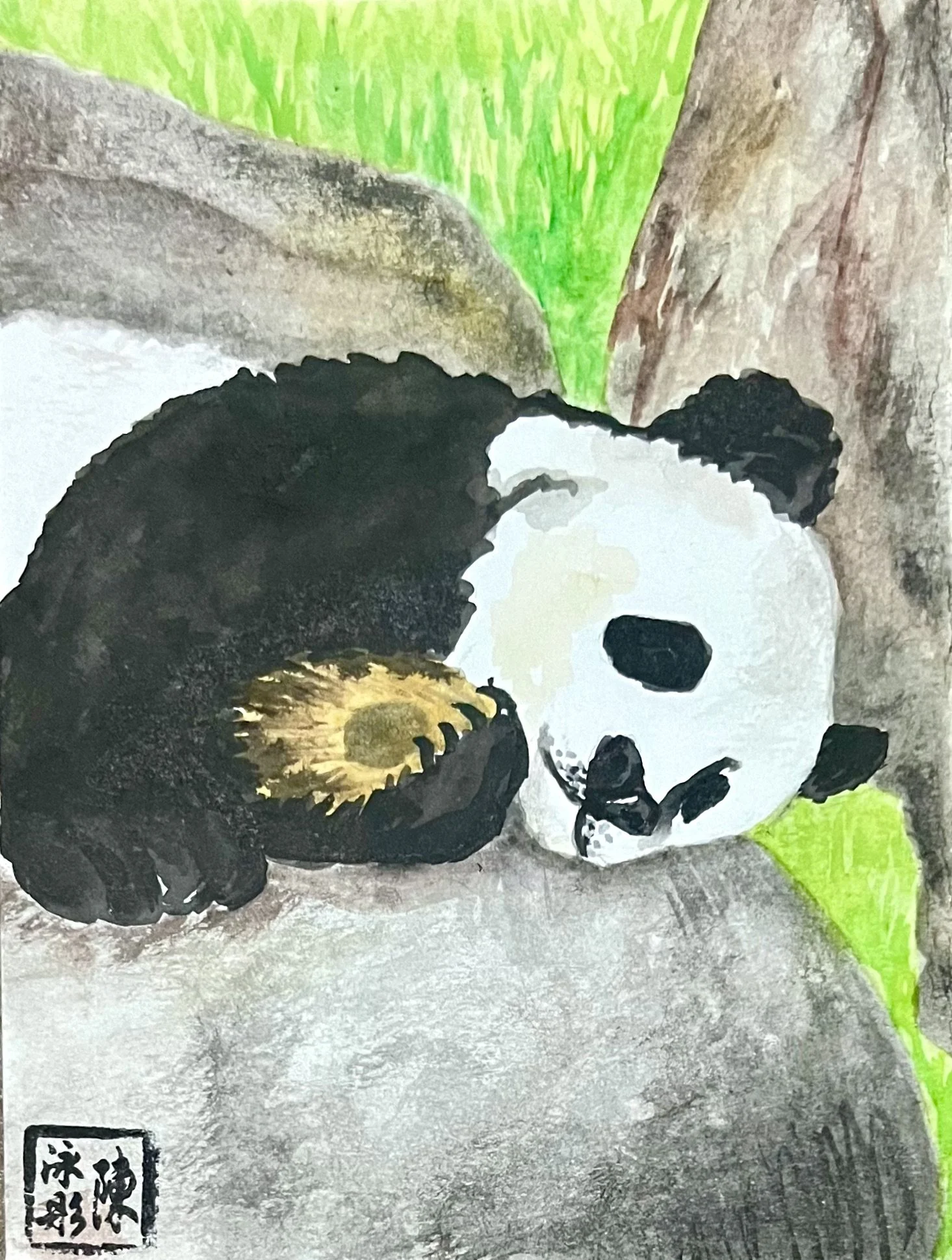 Ocean Park Panda Postcard Painting
