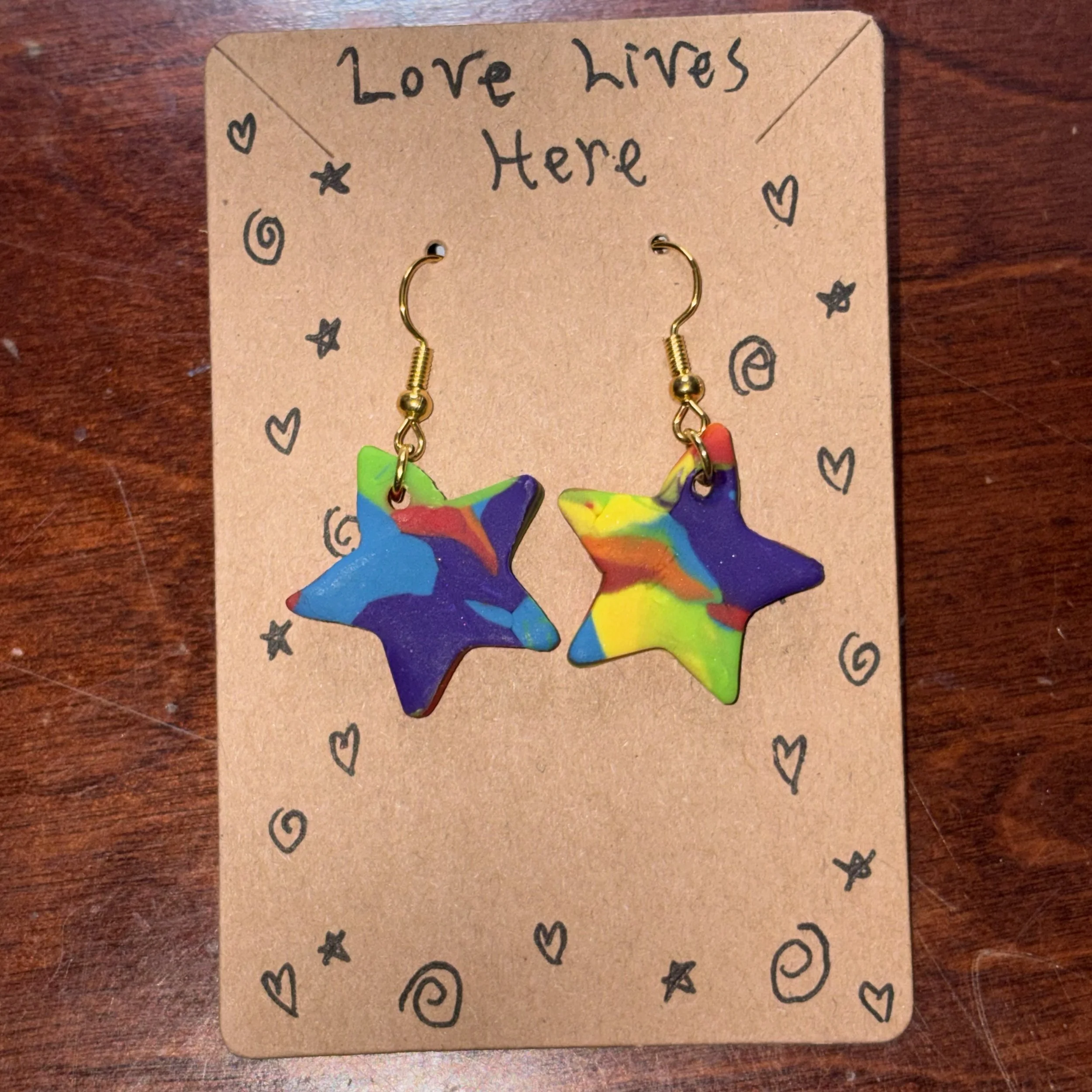 Marbled star earrings