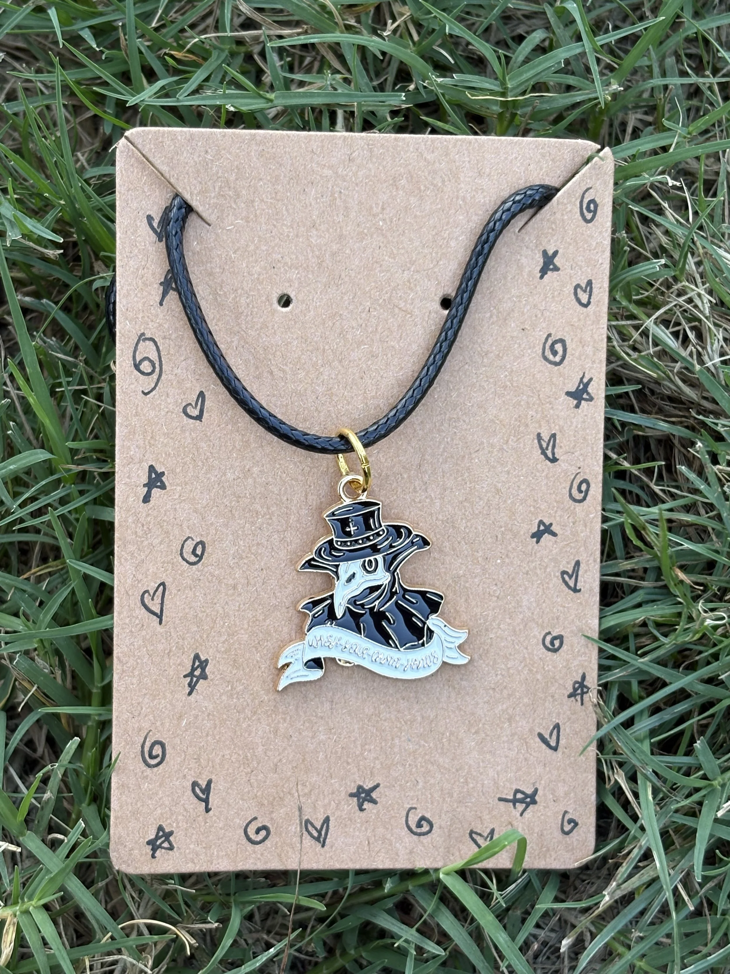Plague doctor "wash your hands" necklace