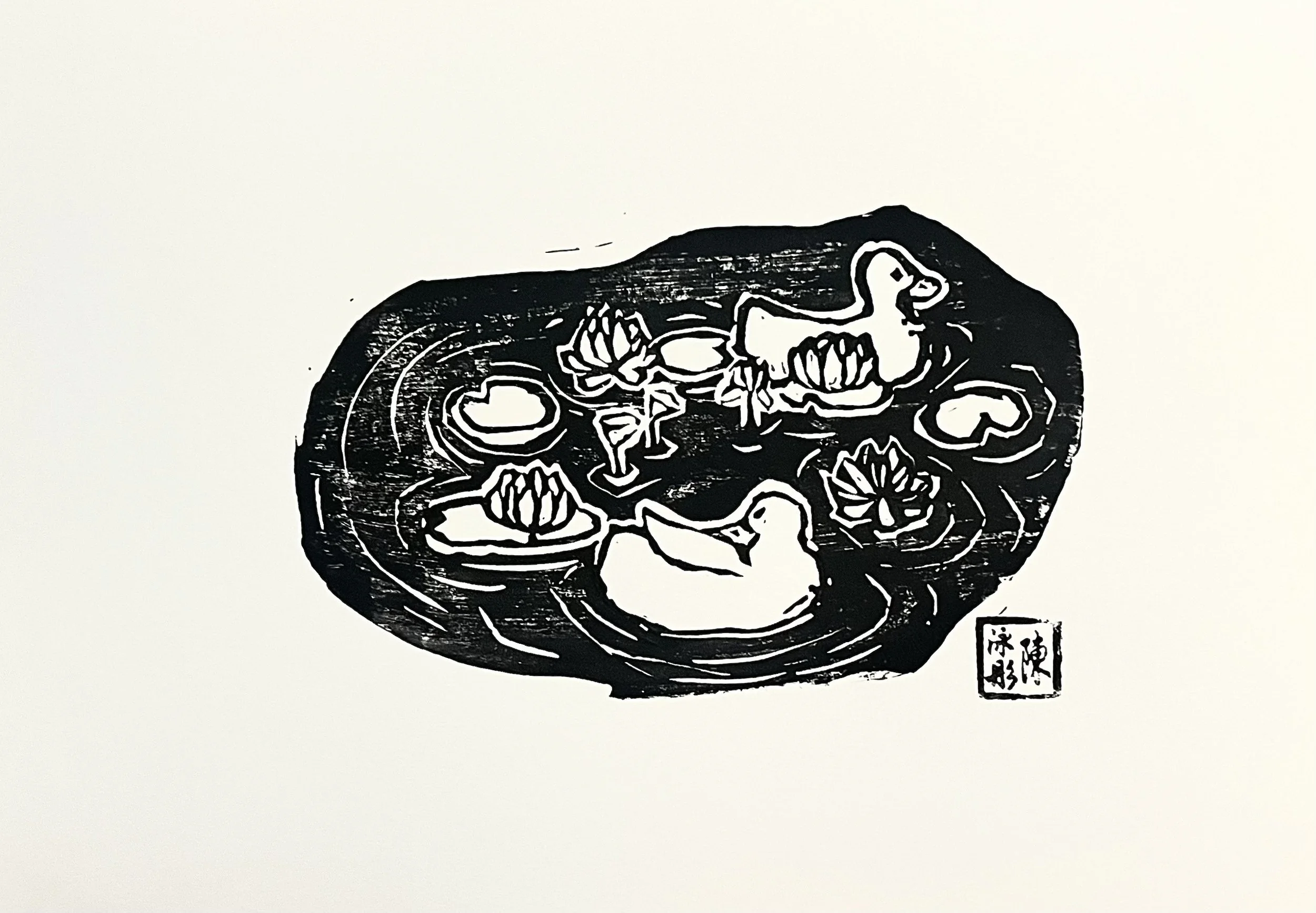 Resting Ducks with Lotus