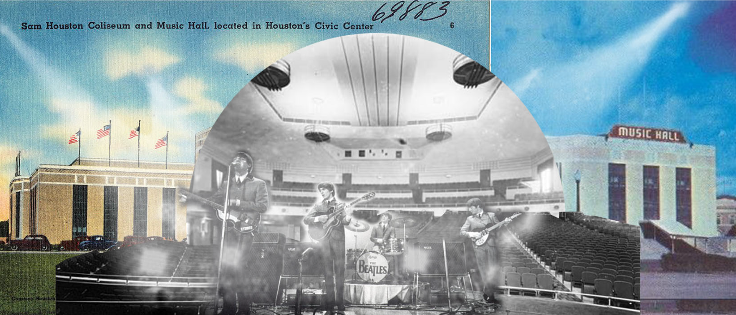 Collage showing the energy that the Coliseum brought to Houston.