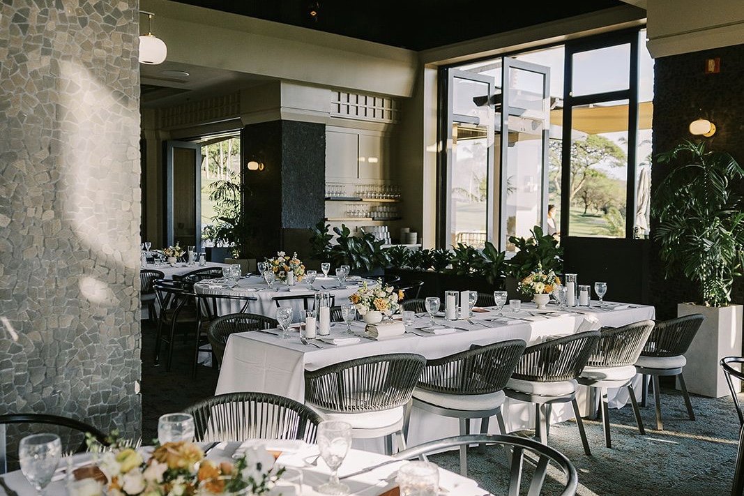 An interior restaurant wedding reception