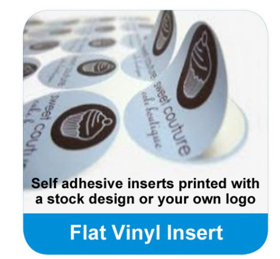flat insert sticker - custom flat insert sticker - flat vinyl sticker insert - flat printed stickers - logo flat stickers