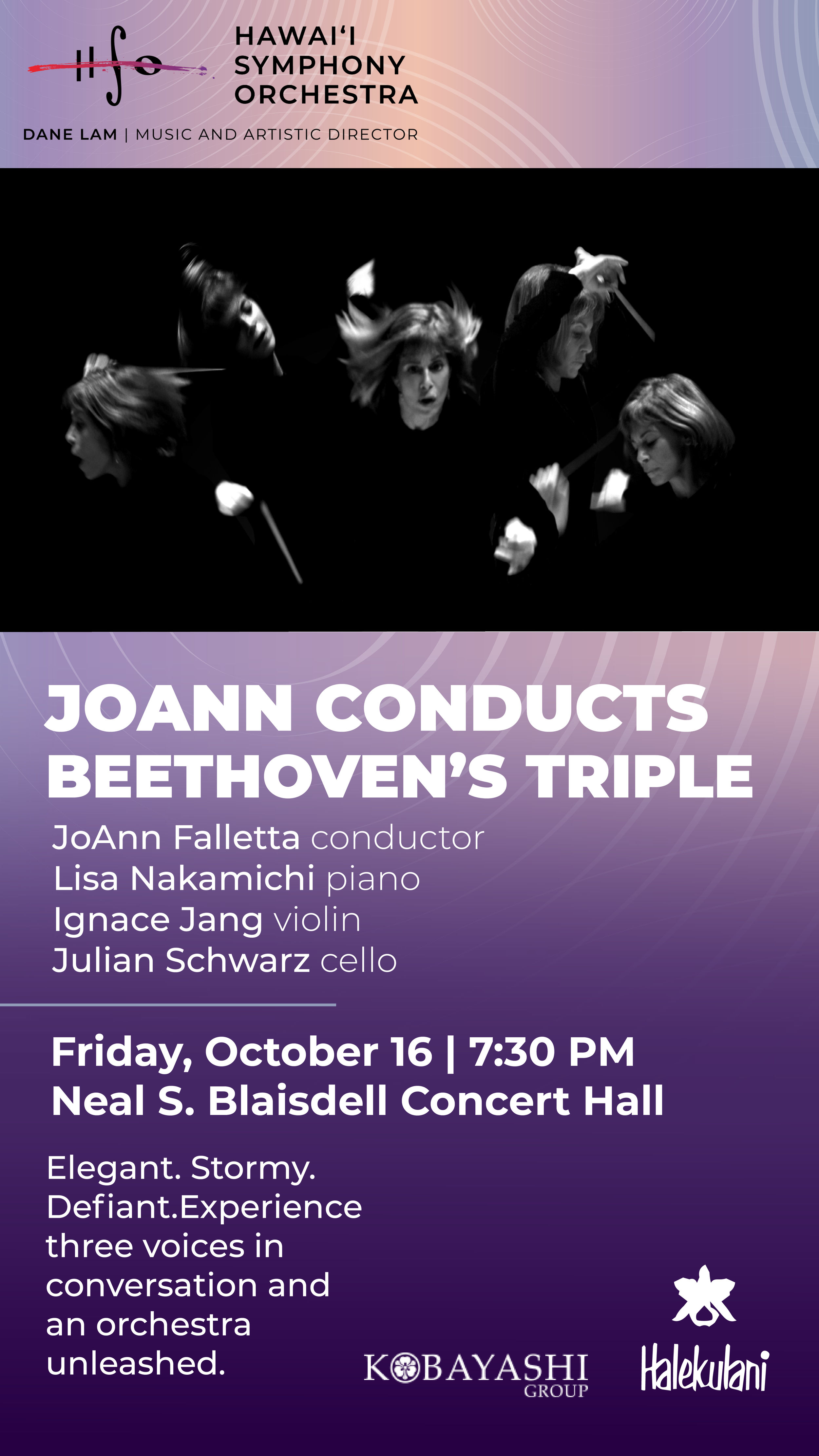 JoAnn Falletta conducting in various poses