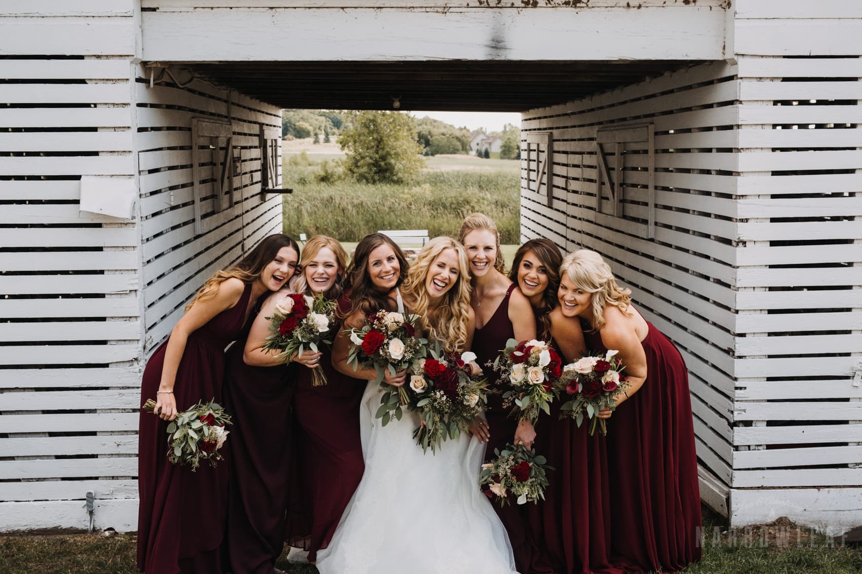 Bridal party at Dellwood Barn Weddings in St. Paul, MN