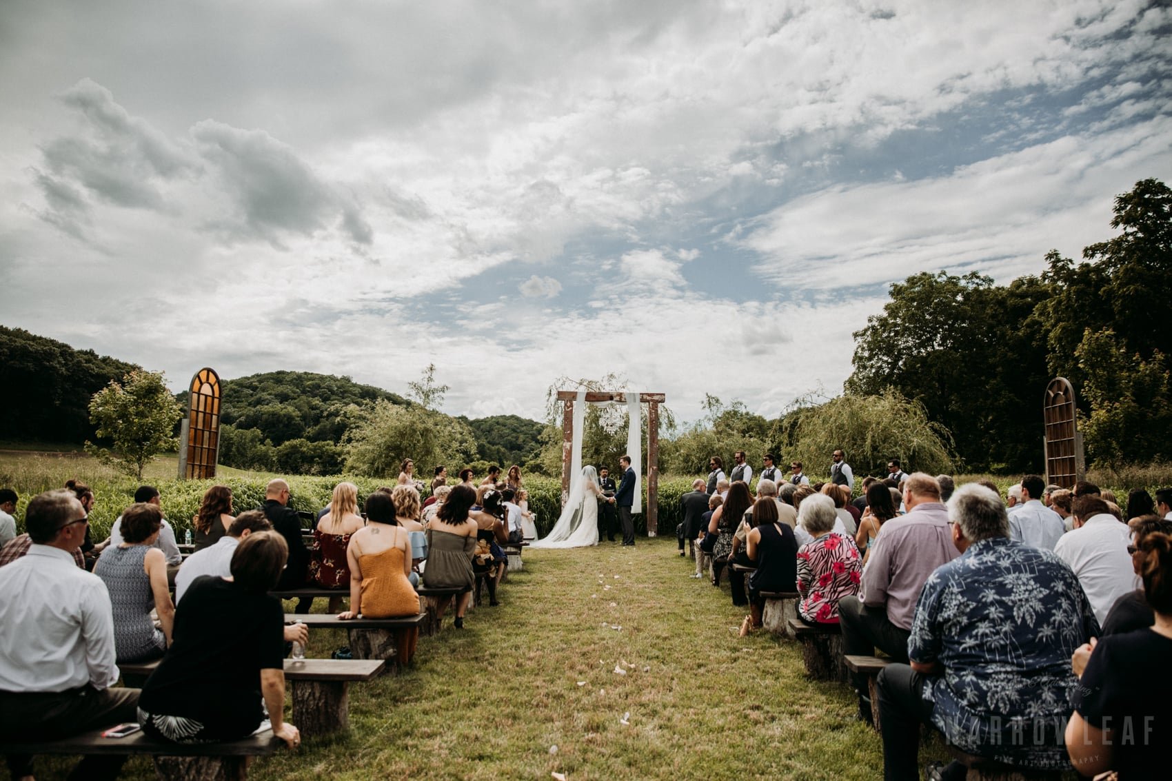 A wedding ceremony at The Hidden Meadow and Barn in Pepin, WI. 