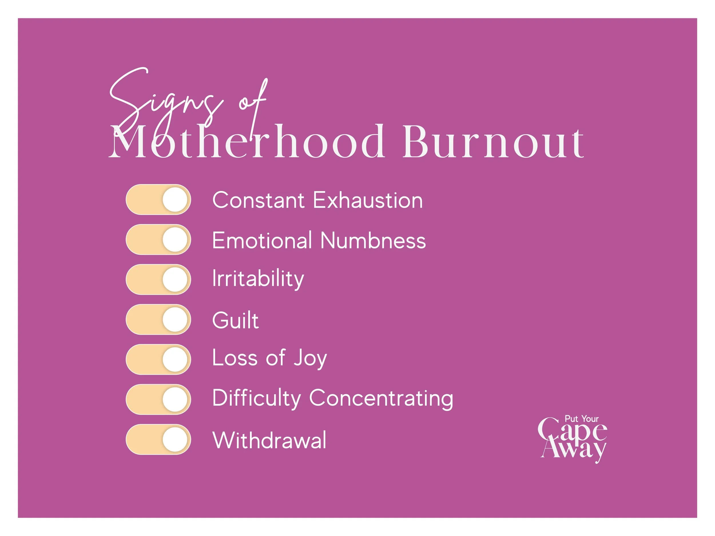 a checklist of motherhood burnout signs
