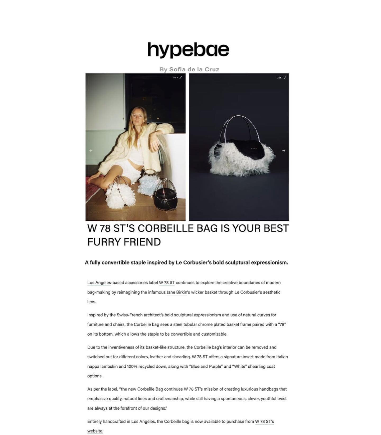 The Corbeille Bag in @hypebae written by the amazing @sofiadelacruxyz ! 🖤☁️👛