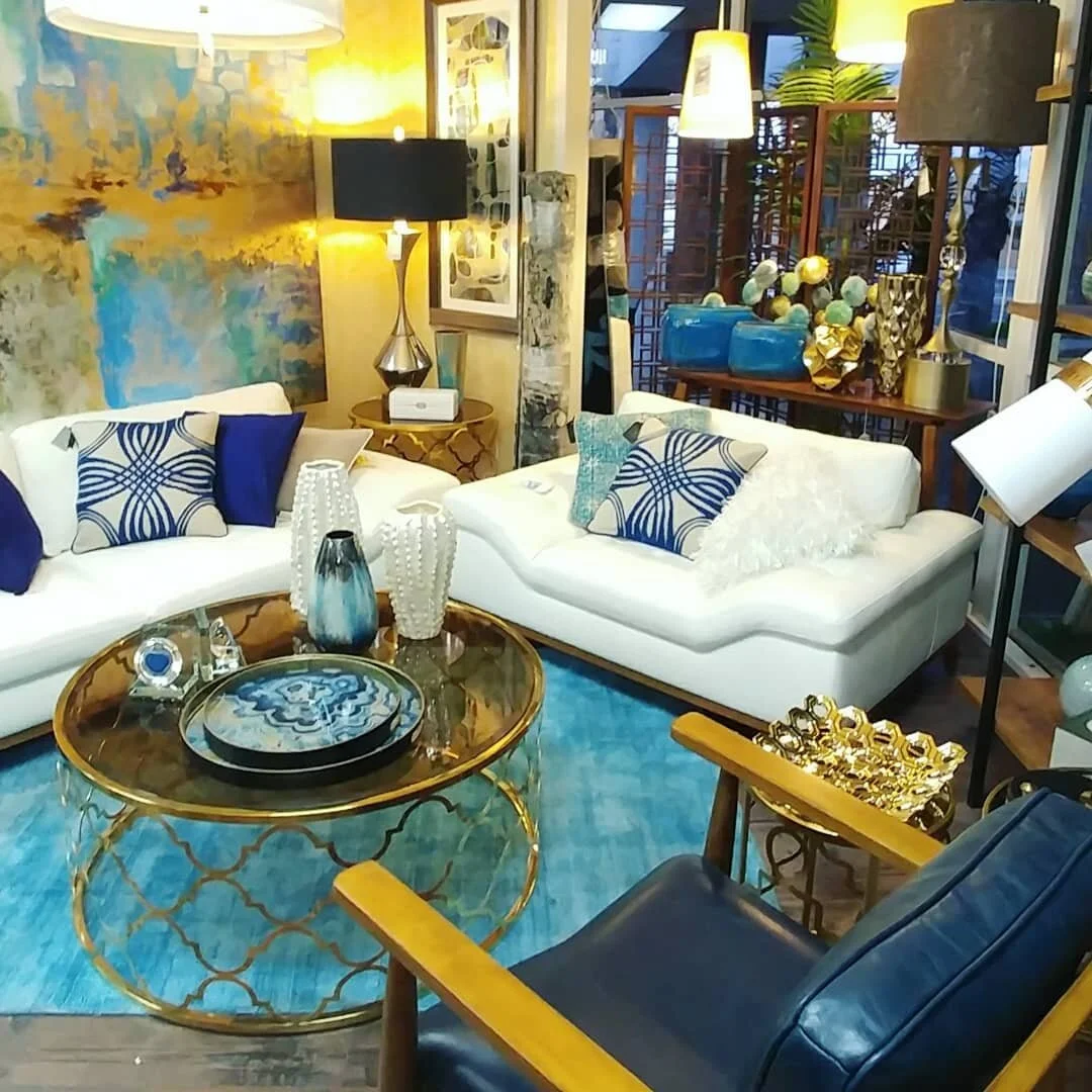 We're loving this blue, aqua and gold display! Come take a look... Rancho Mirage location.
#uttermostcompany #classichome #cyandesign #threehands #newpacificdirect  #harpandfinial #coasttocoast #novalighting #globalviews