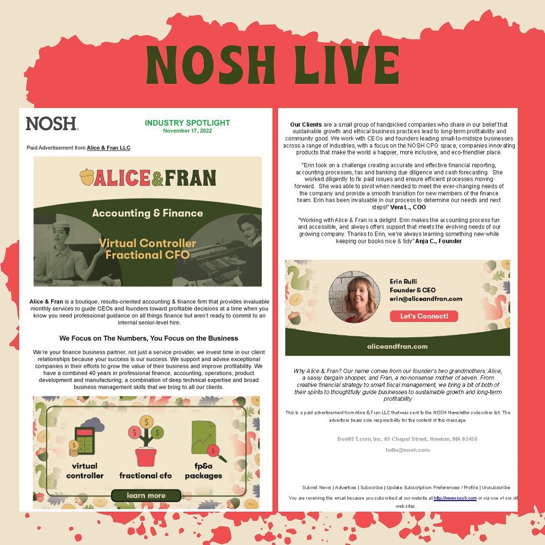 Our fastest growing practice area post-relaunch is #foodandbeverage with a focus on #plantbased and the NOSH (#natural #organic #specialty #healthy) space. 

My cofounder &amp; I both have &ldquo;food&rdquo; experience but have not launched and grown