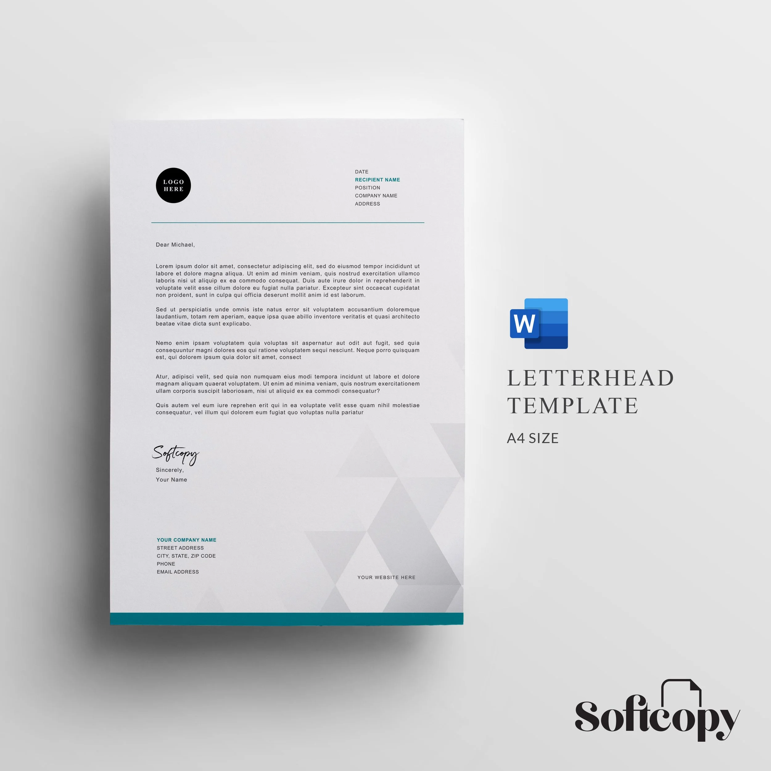 Letterhead Template for Microsoft Word with Modern and Professional