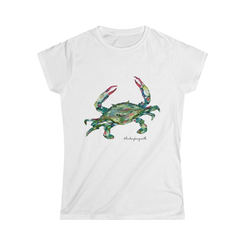 Maryland Crab tee shirt. Women's Softstyle Tee. Original Artwork printed on tee. Artwork by Lindsay King Smith. Small - XL sizes available