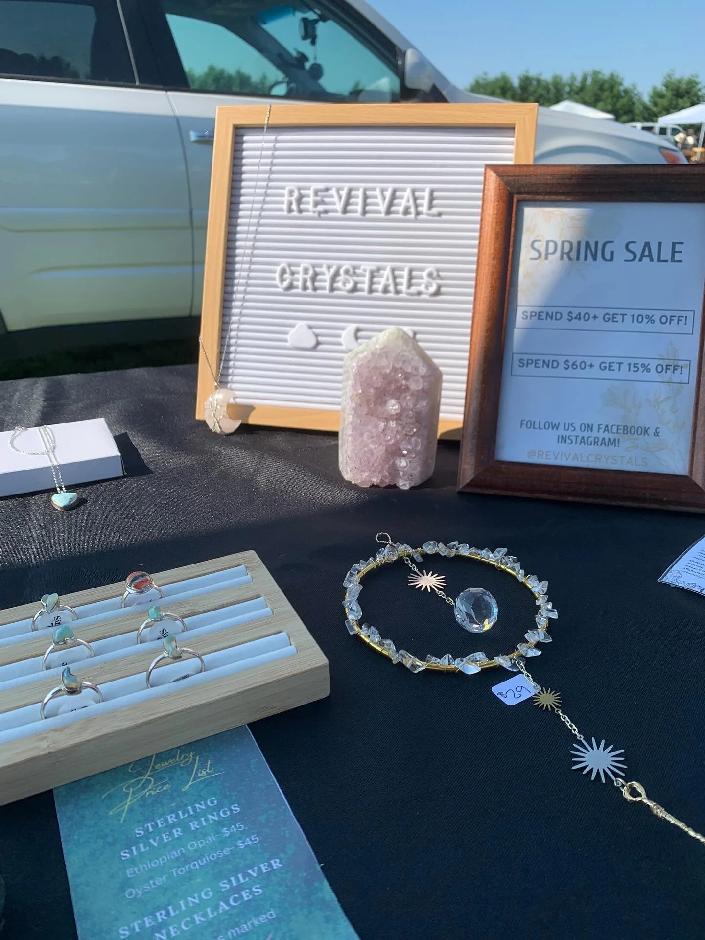 Good morning! 🌞☀️ 🌴 
Day #2 at the Stillwater Flea Market.
We have some amazing items for sale.
Who can pass on herbal teas 🍵 and bath salts 🛀 ? We also have amazing deals on jewelry, handmade sun catchers and more!
We have added PICKY PADS for c