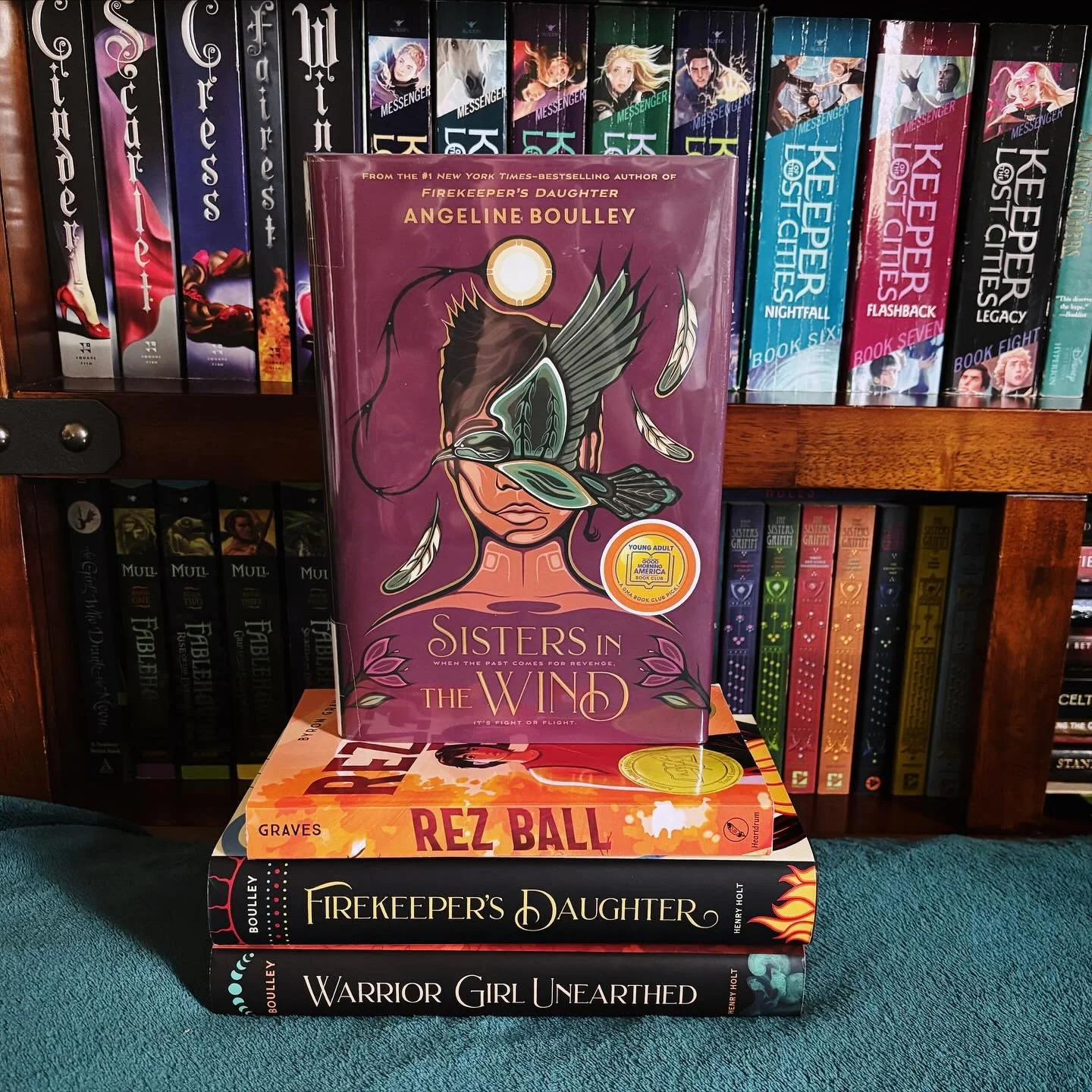 Happy Native American Heritage Month! 💜 I&rsquo;m so excited to see @angelineboulley again next month at the @stlouiscountylibrary Teen Book Fest and celebrate her new book, SISTERS IN THE WIND, which I can&rsquo;t wait to dive into! FIREKEEPER&rsqu